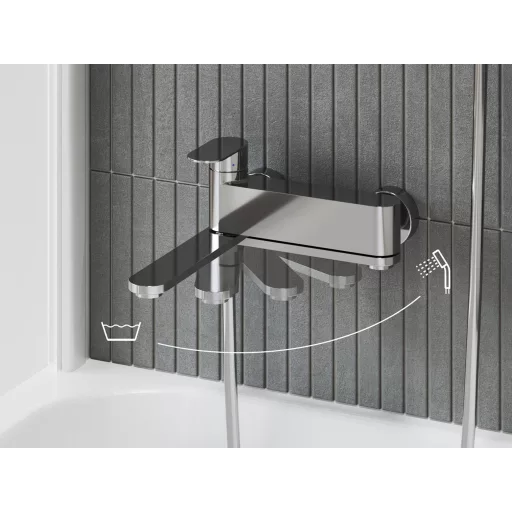 Chrome fali kádcsaptelep szettel, króm CR II 022.00CR CRS+S