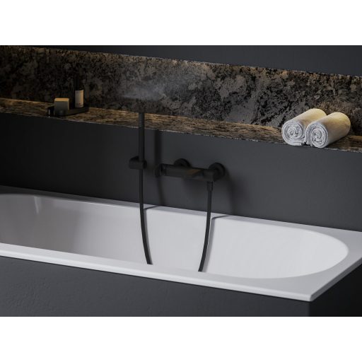 Eleganta fali kádcsaptelep szettel, matt fekete EL 022.20BLM+S