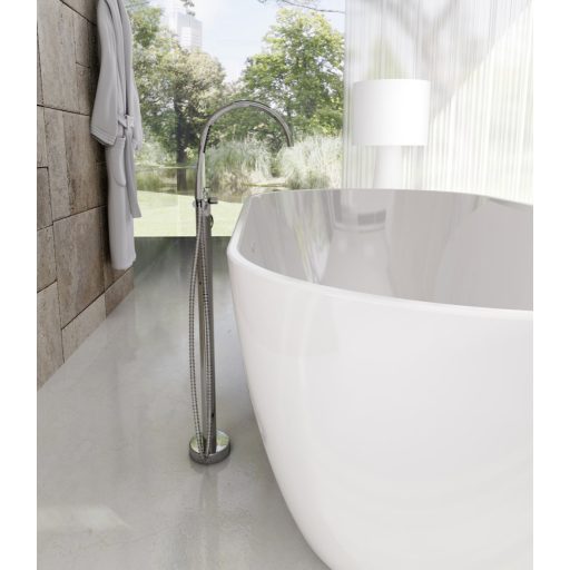 Freedom O 169x80, akrilkád, fehér szabadonálló, fehér/fekete/króm lefolyó