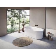   Ypsilon 180x80 akrilkád, fehér szabadonálló, fehér/fekete/króm lefolyó