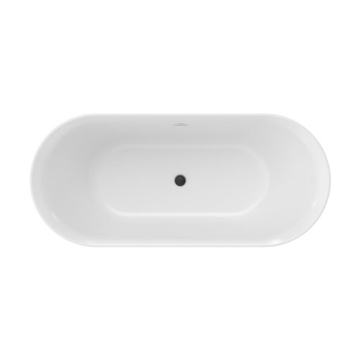 Ypsilon 180x80 akrilkád, fehér szabadonálló, fehér/fekete/króm lefolyó