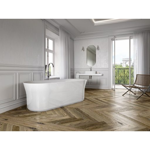 Ypsilon 180x80 akrilkád, fehér szabadonálló, fehér/fekete/króm lefolyó