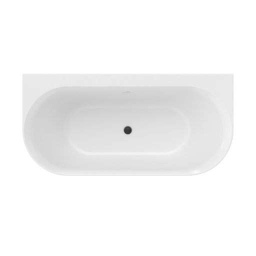 Ypsilon Wall 178x86 akrilkád, fehér, szabadonálló, fehér/fekete/króm lefolyó