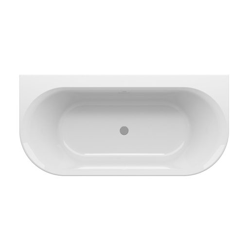 Ypsilon Wall 178x86 akrilkád, fehér, szabadonálló, fehér/fekete/króm lefolyó