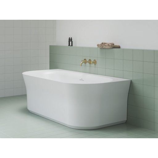 Ypsilon Wall 178x86 akrilkád, fehér, szabadonálló, fehér/fekete/króm lefolyó