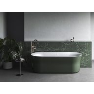   Ypsilon 180x80, akrilkád, Grey Green/fehér, szabadonálló, fehér/fekete/króm lefolyó