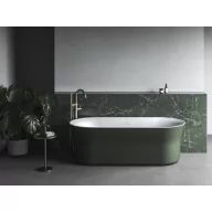   Ypsilon 180x80, akrilkád, Grey Green/fehér, szabadonálló, fehér/fekete/króm lefolyó