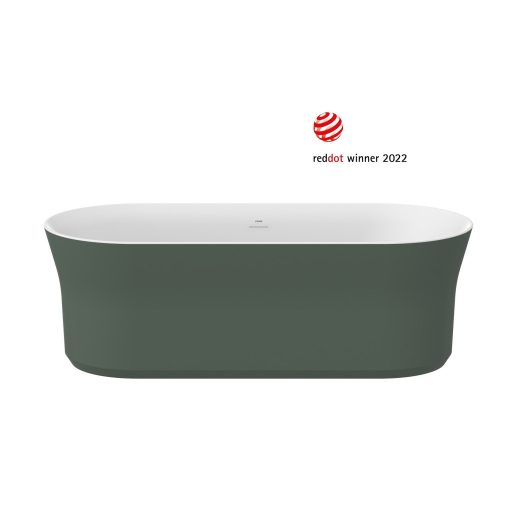 Ypsilon 180x80, akrilkád, Grey Green/fehér, szabadonálló, fehér/fekete/króm lefolyó