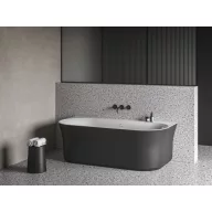   Ypsilon Wall 178x86, akrilkád, fekete/fehér, szabadonálló, fekete/fehér/króm lefolyó