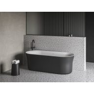   Ypsilon 180x80, akrilkád, fekete/fehér, szabadonálló, fekete/fehér/króm lefolyó