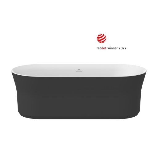 Ypsilon 180x80, akrilkád, fekete/fehér, szabadonálló, fekete/fehér/króm lefolyó