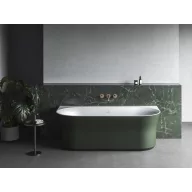   Ypsilon Wall 178x86, akrilkád, Grey Green/fehér, szabadonálló, fehér/fekete/króm lefolyó