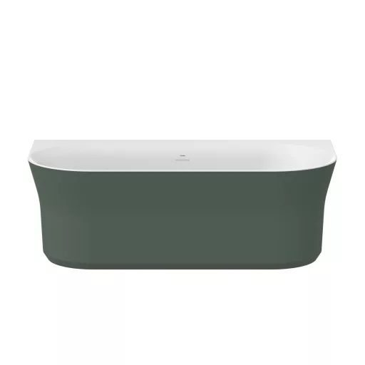 Ypsilon Wall 178x86, akrilkád, Grey Green/fehér, szabadonálló, fehér/fekete/króm lefolyó