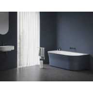   Ypsilon Wall 178x86, akrilkád, Deepsea Blue/fehér, szabadonálló, fehér/fekete/króm lefolyó