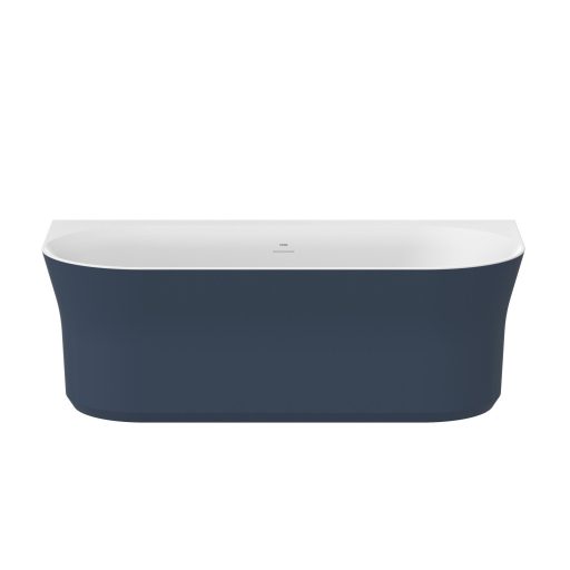 Ypsilon Wall 178x86, akrilkád, Deepsea Blue/fehér, szabadonálló, fehér/fekete/króm lefolyó