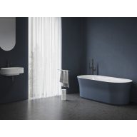   Ypsilon 180x80, akrilkád, Deepsea Blue/fehér, szabadonálló, fehér/fekete/króm lefolyó