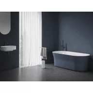   Ypsilon 180x80, akrilkád, Deepsea Blue/fehér, szabadonálló, fehér/fekete/króm lefolyó