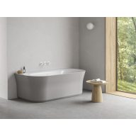   Ypsilon Wall 178x86, akrilkád, Smoke Grey/fehér, szabadonálló, fehér/fekete/króm lefolyó