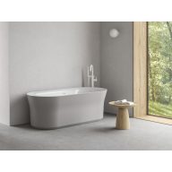   Ypsilon 180x80, akrilkád, Smoke Grey/fehér, szabadonálló, fehér/fekete/króm lefolyó