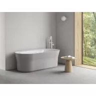   Ypsilon 180x80, akrilkád, Smoke Grey/fehér, szabadonálló, fehér/fekete/króm lefolyó