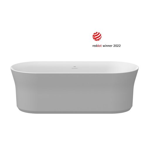 Ypsilon 180x80, akrilkád, Smoke Grey/fehér, szabadonálló, fehér/fekete/króm lefolyó