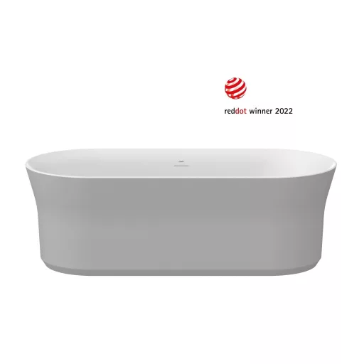 Ypsilon 180x80, akrilkád, Smoke Grey/fehér, szabadonálló, fehér/fekete/króm lefolyó
