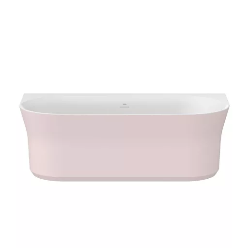 Ypsilon Wall 178x86, akrilkád, Alabaster Pink/fehér, szabadonálló, fehér/fekete/króm lefolyó