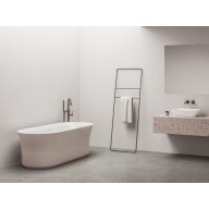   Ypsilon 180x80, akrilkád, Alabaster Pink/fehér, szabadonálló, fehér/fekete/króm lefolyó