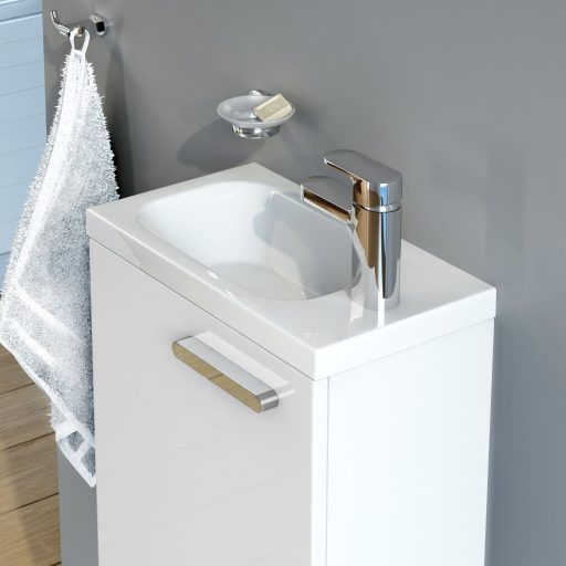 Chrome kézmosó jobbos fehér, furattal