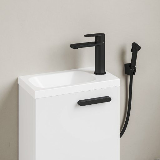 Chrome kézmosó jobbos fehér, furattal