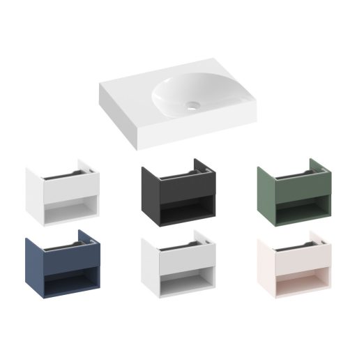 Lite 60/45 mosdó bal fehér, túlfolyó és csaptelep furat nélkül