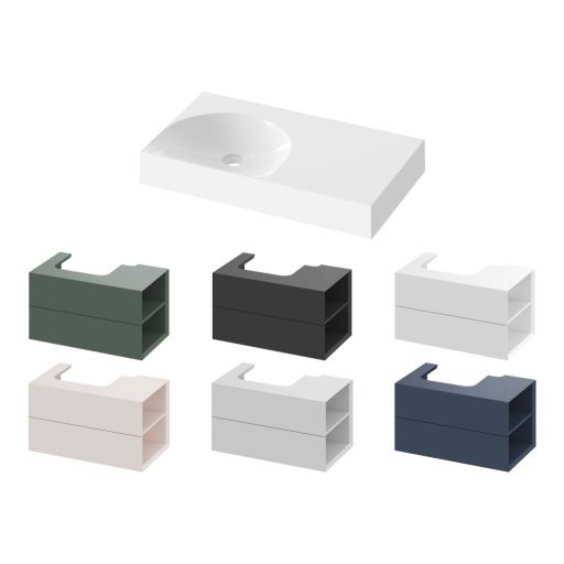 Lite 80/45 mosdó jobb fehér, túlfolyó és csaptelep furat nélkül