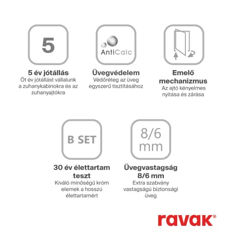 Ravak Zuhanyajtó BSD2-100 A-balos króm + Transparent (990-1005)