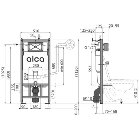 Alcaplast / Alcadrain WC tartály falsík alá (AM101/1120)