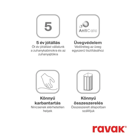 Ravak Pivot PSKK3 háromrészes  zuhanysarok 90 black+Transparent