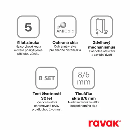 Ravak Zuhanyajtó BSD2-100 A-balos króm + Transparent (990-1005)