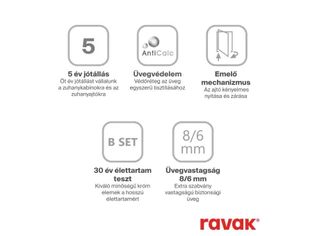 Ravak Zuhanyajtó BSD2-100 A-jobbos króm + Transparent (990-1005)